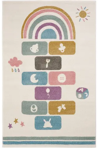 Cool Kids 25 Pastel Children's Room Rug Anti-Dust Soft Textured Baby Room Rug 
