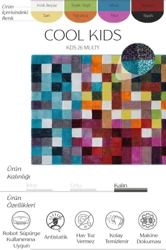 Cool Kids 26 Multi Çocuk Odası Halısı Hav Toz Vermez Yumuşak Dokulu Bebek Odası Halısı-Renkli - COOL HALI (1)