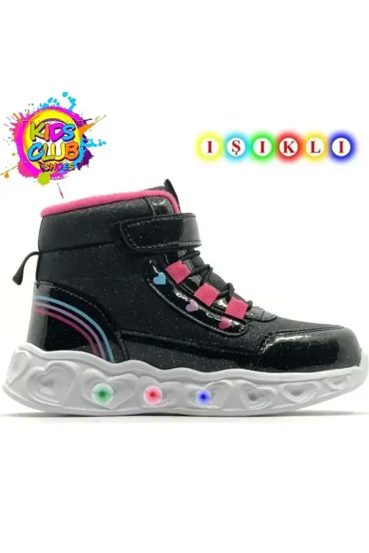 Cool Kids Orthopedic Lighted Sole Girls' Boots (Black) - KIDS CLUB SHOES