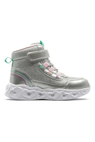 Cool Kids Ortopedik Yorug'likli Tag'li Qizlar uchun Botinkalar (KUMUSH) - KIDS CLUB SHOES (1)