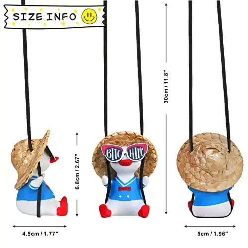 Cool Swinging Duck Car Hanging Ornament Cute Auto Decor Rear View Mirror Accessories Interior for Women Men Teens Truck Rearview Christmas Tree Decorations Things Car Charms Funny Gifts for Boys Girls - 2