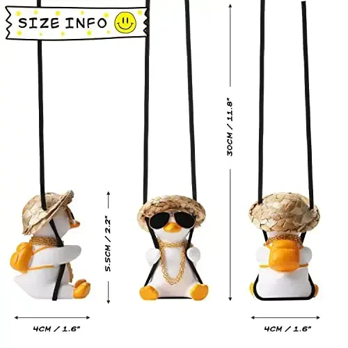 Cool Swinging Duck Car Hanging Ornament Cute Car Decor Rear View Mirror Accessories Ayollar Erkaklar O'smirlar uchun Ichki Qism Orqa Ko'zgu Aksessuarlari Yuk mashinasi Orqa Rojdestvo Daraxti Dekoratsiyalari Onam Dad uchun Tug'ilgan kun Kulglili Rojdestvo Sovg'alari - 4