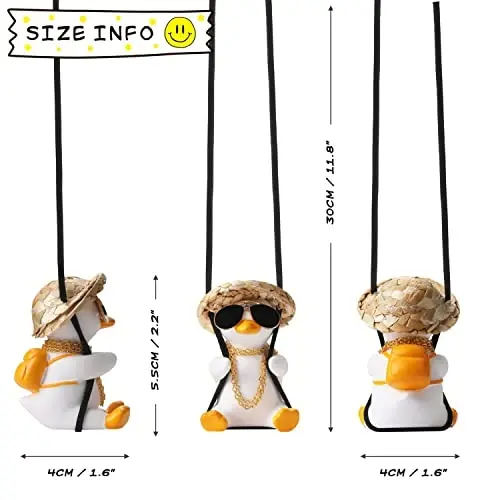Cool Swinging Duck Car Hanging Ornament Cute Car Decor Rear View Mirror Accessories Interior for Women Men Teens Truck Rearview Christmas Tree Decorations Things Birthday Funny Xmas Gifts for Mom Dad - 4