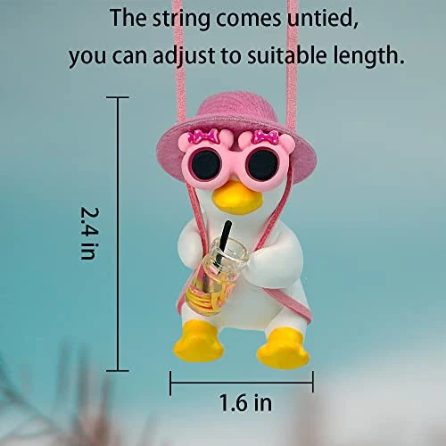 Cool Swinging Duck Car Hanging Ornament, Pendant Interior Rearview Mirror Decoration and Car Rear View Mirrior Hanging Accessories - Cool (1)