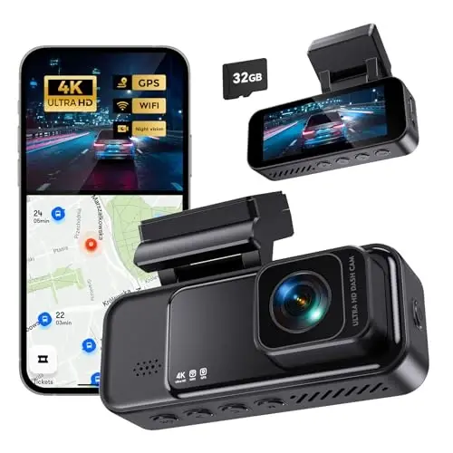 COOLCRAZY 4K Oldingi Kamera, Avtomobillar uchun o'rnatilgan WiFi GPS Dash Kamera, 3,2