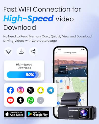 COOLCRAZY Dash Cam 4K Front, Built-in WiFi GPS Dash Camera for Cars, 3.2” IPS Screen Dashcam with App Control, Free 32G Card, 170°Wide Angle, 24H ParkingMode, WDR, Night Vision, G-Sensor - 4