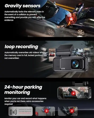 COOLCRAZY Dash Cam 4K Front, Built-in WiFi GPS Dash Camera for Cars, 3.2” IPS Screen Dashcam with App Control, Free 32G Card, 170°Wide Angle, 24H ParkingMode, WDR, Night Vision, G-Sensor - 2
