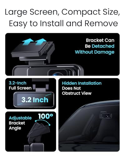 COOLCRAZY Dash Cam 4K Ön, Arabalar İçin Dahili WiFi GPS Dash Kamera, 3.2” IPS Ekranlı Dashcam Uygulama Kontrolüyle, Ücretsiz 32G Kart, 170° Geniş Açı, 24 Saat Park Modu, WDR, Gece Görüşü, G-Sensör - 5