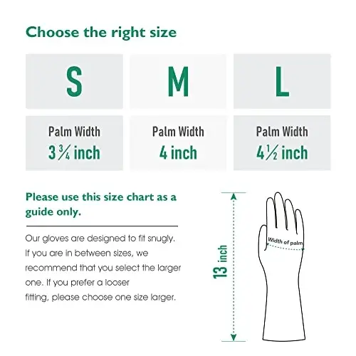 COOLJOB Small Reusable Rubber Dishwashing Cleaning Gloves for Kitchen Bathroom, Non-Slip Grippy Long Dish Washing Gloves with Flocked Cotton Liner, Flexible Durable & Waterproof, Mint Green, 1 Pair - 6