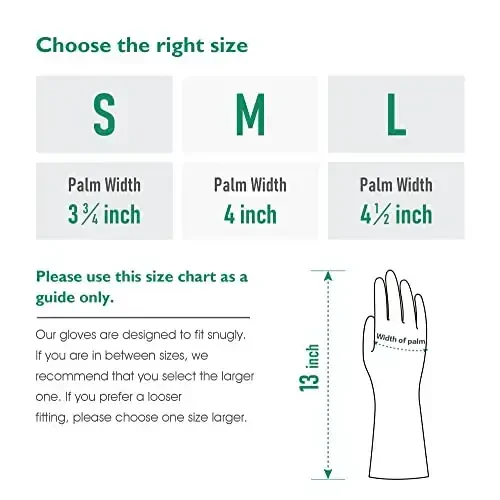 COOLJOB Large Household Rubber Gloves with Cotton Liner & Non-slip Grip, Waterproof Long Lasting Dishwashing Gloves for Kitchen & Bathroom Cleaning, Mint Green, 1 Pair - 6