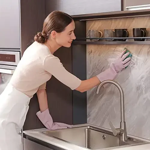 COOLJOB Large Household Rubber Gloves with Cotton Liner & Non-slip Grip, Waterproof Long Lasting Dishwashing Gloves for Kitchen & Bathroom Cleaning, Purple, 1 Pair - 3