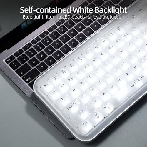 CoolKiller Balloon 84 Low Profile Mechanical Keyboard, Customized Backlight Hot Swappable Keyboard with BT5.1/2.4G/USB-C Wireless Gaming Gasket Structure for Windows/Mac (White,Linear Switches) - 4