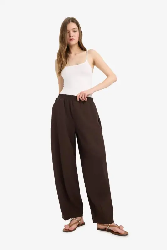 Coool Balloon Fit Normal Bel Pantolon-Kahve - 3