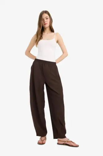 Coool Balloon Fit Normal Bel Pantolon-Kahve - DEFACTO (1)