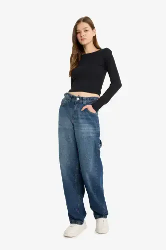 Coool Fitted Basic Düz Ribana Uzun Kollu Tişört-Siyah - DEFACTO (1)