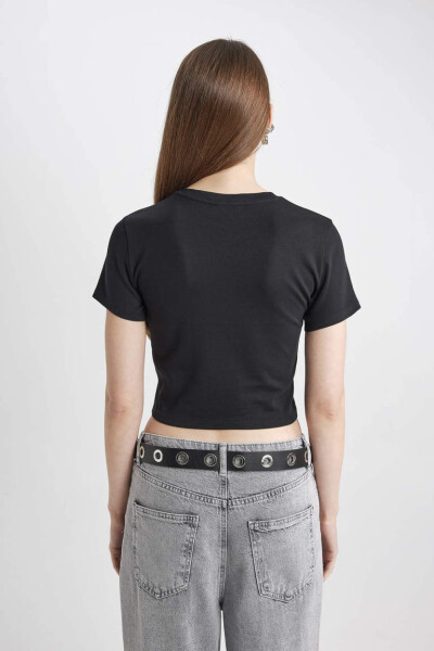 Coool Fitted Basic Short Sleeve Crop T-Shirt Black - 9