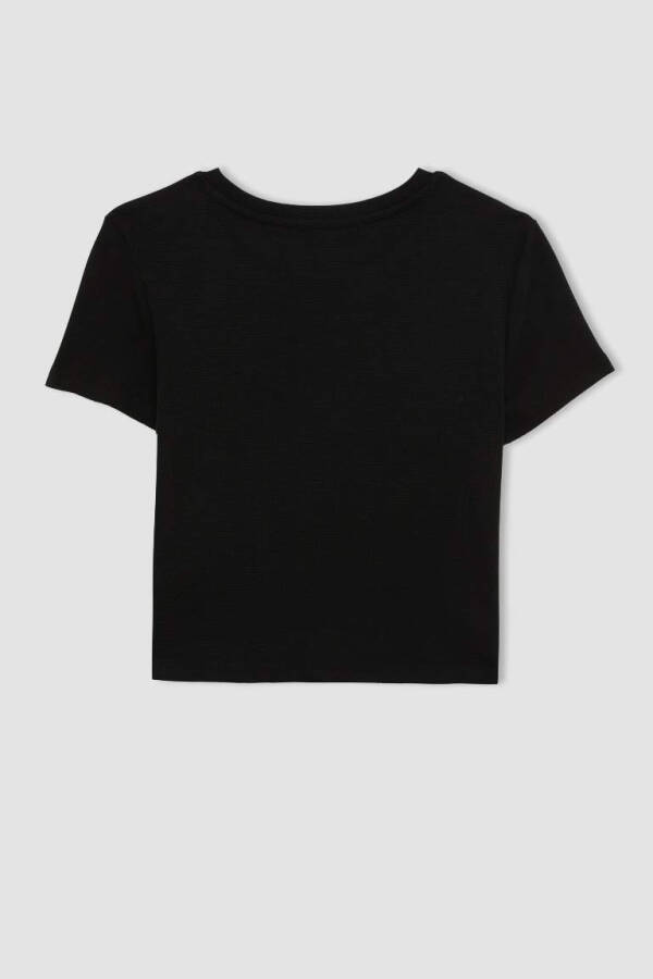 Coool Fitted Basic Short Sleeve Crop T-Shirt Black - 3