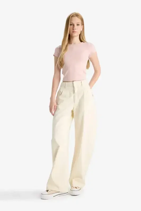 Coool Fitted Crew Neck Ribbed Short Sleeve T-Shirt-Rosewood - 3