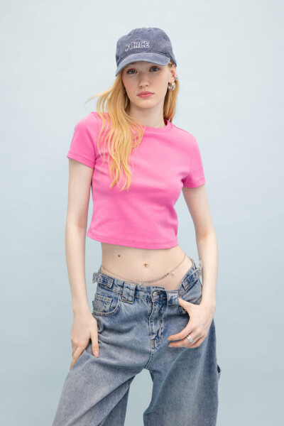 Coool Fitted Ribana Short Sleeve T-Shirt Pink - 3