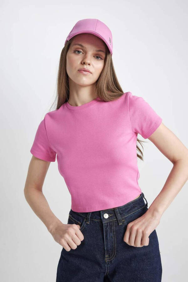 Coool Fitted Ribana Short Sleeve T-Shirt Pink - 4