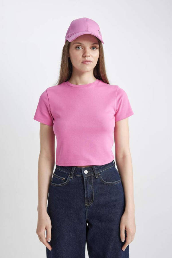 Coool Fitted Ribana Short Sleeve T-Shirt Pink - 6