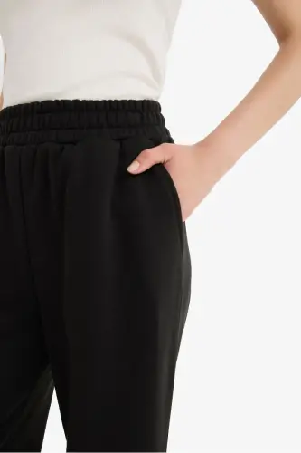 Coool Wide Leg Eşofman Altı Beli Lastikli Geniş Bol Paça-Siyah - 5