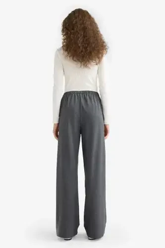 Wide Leg Normal Bel Standart Boy Pantolon-Antrasit - 7