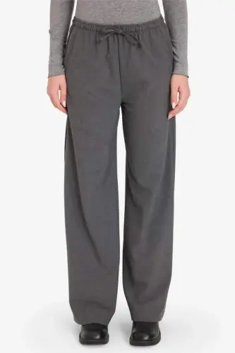 Wide Leg Normal Bel Standart Boy Pantolon-Antrasit - 3