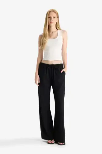 Coool Wide Leg Normal Bel Pantolon-Siyah - DEFACTO (1)