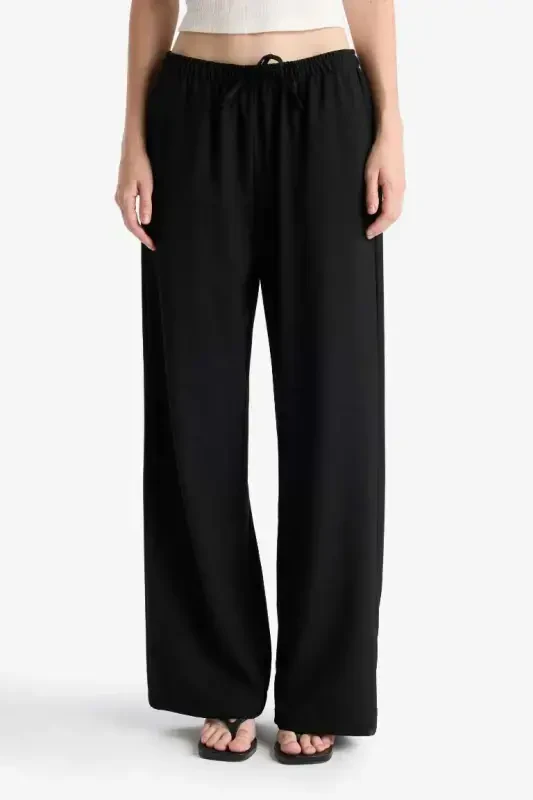 Coool Wide Leg Normal Bel Pantolon-Siyah - 4