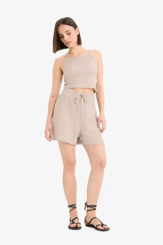 Coool Loose Fit Bürümcük Şort-Bej - 3