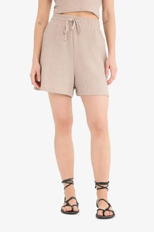 Coool Loose Fit Bürümcük Şort-Bej - 4