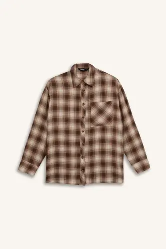 Oversıze Flanel-Kahve - 7