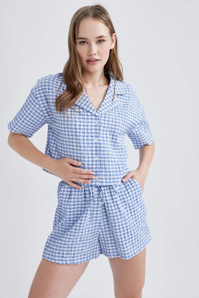 Coool Oversize Pijamalar Yaka Krinkil Pötikareli Qisqa Yengli Ko'ylak Movi - Defacto