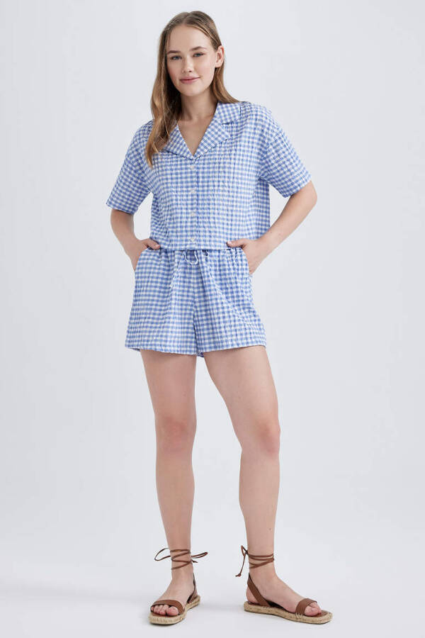Coool Oversize Pijamalar Yaka Krinkil Pötikareli Qisqa Yengli Ko'ylak Movi - 2