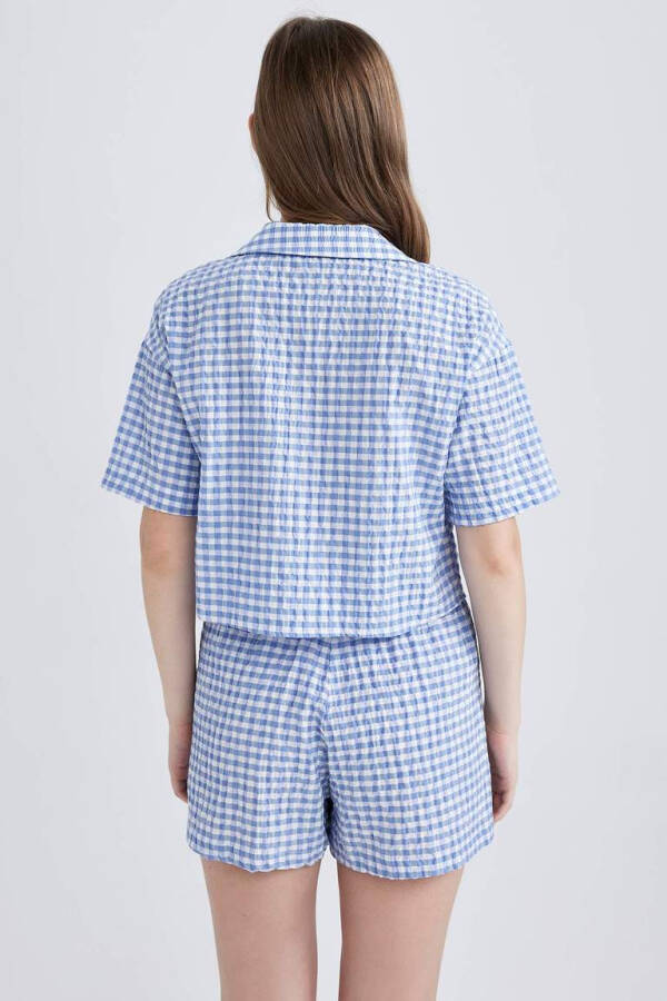 Coool Oversize Pijamalar Yaka Krinkil Pötikareli Qisqa Yengli Ko'ylak Movi - 5