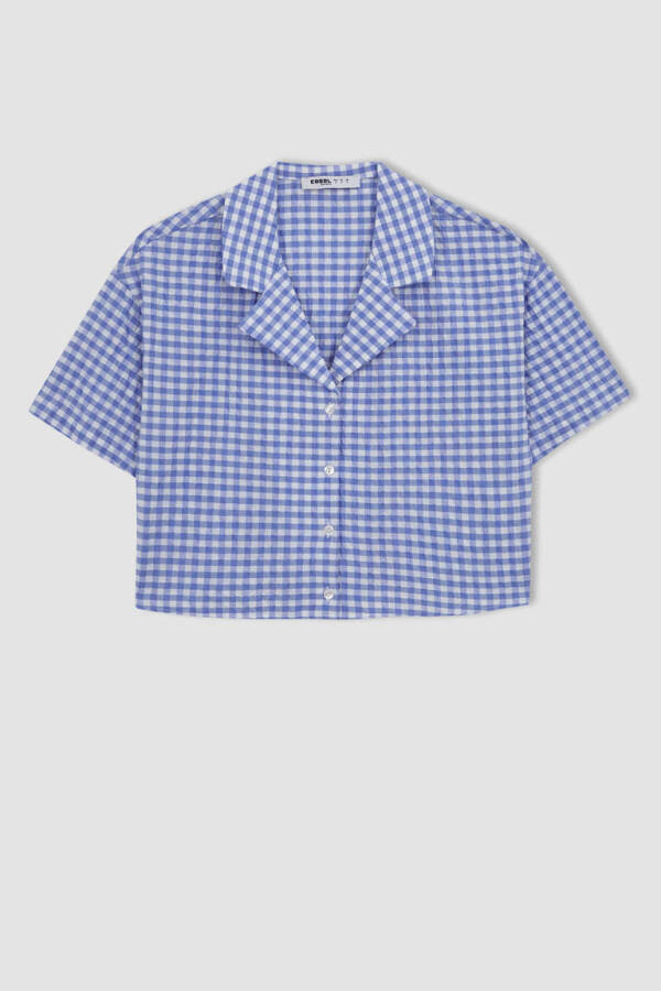 Coool Oversize Pijamalar Yaka Krinkil Pötikareli Qisqa Yengli Ko'ylak Movi - 6
