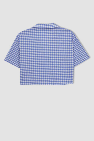 Coool Oversize Pijamalar Yaka Krinkil Pötikareli Qisqa Yengli Ko'ylak Movi - 9