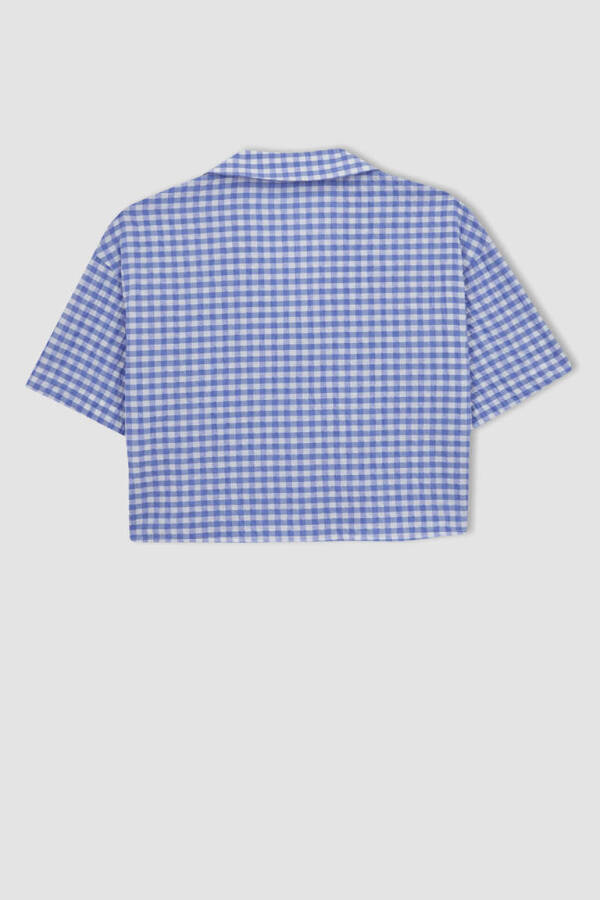 Coool Oversize Pijamalar Yaka Krinkil Pötikareli Qisqa Yengli Ko'ylak Movi - 9