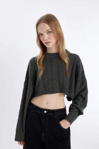 Coool Regular Fit Bisiklet Yaka Triko Kazak T4518AZ23WN - Antrasit-AR61 - 1