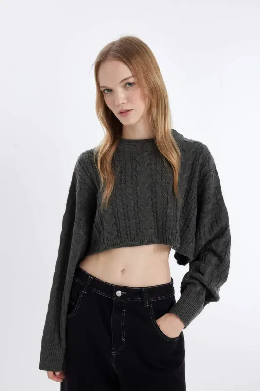 Coool Regular Fit Bisiklet Yaka Triko Kazak T4518AZ23WN - Antrasit-AR61 - 1