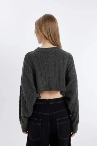 Coool Regular Fit Bisiklet Yaka Triko Kazak T4518AZ23WN - Antrasit-AR61 - 5