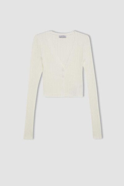 Coool Regular Fit V bo'yinli triko ko'ylagi Ekr rang - 6