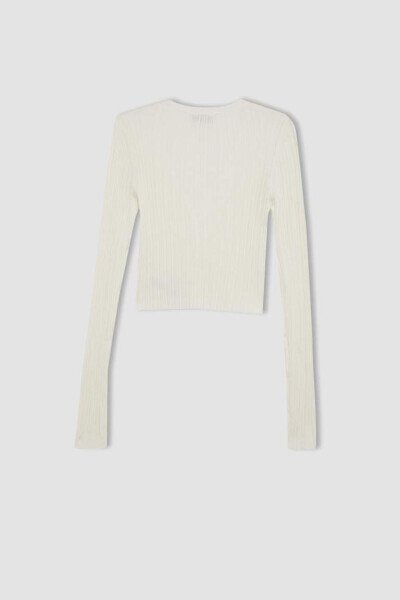 Coool Regular Fit V bo'yinli triko ko'ylagi Ekr rang - 8