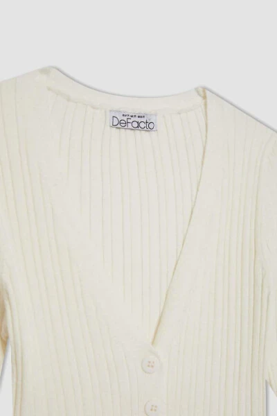 Coool Regular Fit V-Neck Knit Cardigan Ecru - 7