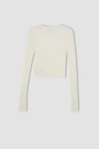 Coool Regular Fit V-Neck Knit Cardigan Ecru - 6