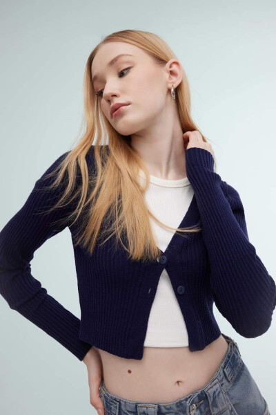 Coool Regular Fit V-Neck Knit Cardigan Navy - 3