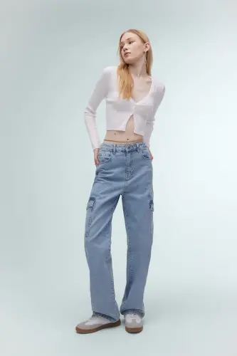 Coool Regular Fit V Yaka Triko Hırka Ekru - 1