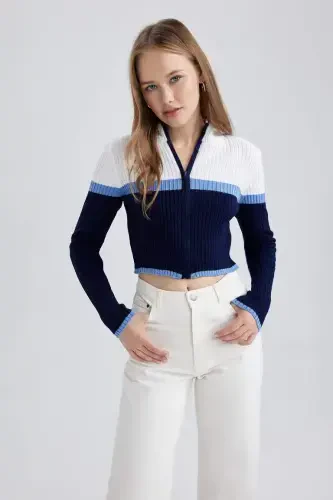 Coool Regular Fit Yarım Balıkçı Yaka Triko Hırka-Lacivert - 3