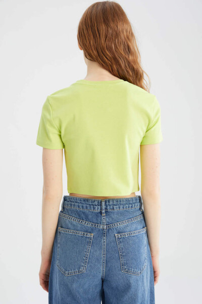 Coool Slim Fit Basic Short Sleeve Crop T-Shirt Light Green - 5